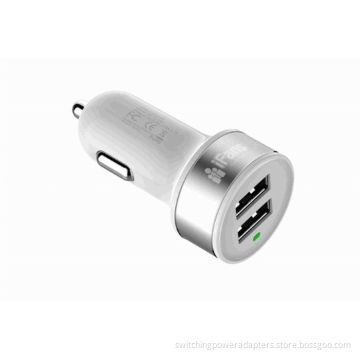Dual Usb Apple Lightning Car Charger , 5v Iphone Ipad Mini Car Charger